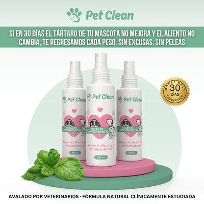 PetClean™ — Dientes Limpios y Aliento Fresco para Perros y Gatos · Sin Cepillo y Sin Anestesia