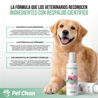 PetClean™ — Dientes Limpios y Aliento Fresco para Perros y Gatos · Sin Cepillo y Sin Anestesia